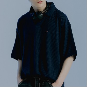 韓國Romantic Crown - MINIMAL LOGO KNIT POLO_NAVY